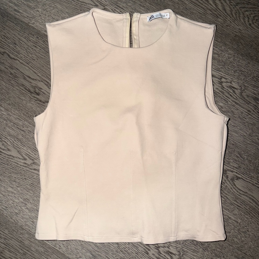 Zara Soft Cream Sleeveless Shell Top